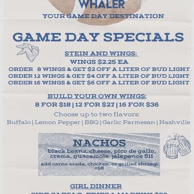 Football Showings At The Whaler!