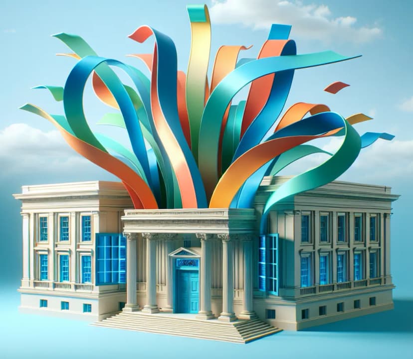 Government building representing civic engagement and district data