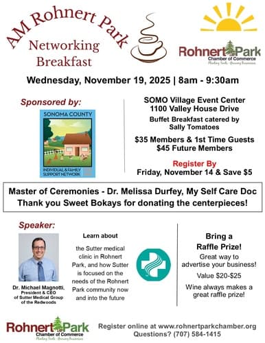 AM Rohnert Park Networking Breakfast - Sponsored by Individual & Family Support Network