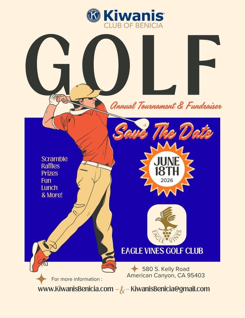 Kiwanis Club of Benicia Annual Golf Tournament and Fundraiser